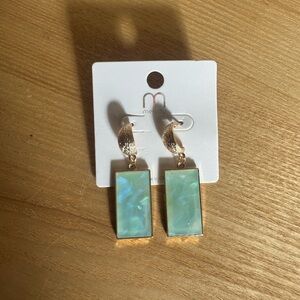 Gold and Green Opal Earrings